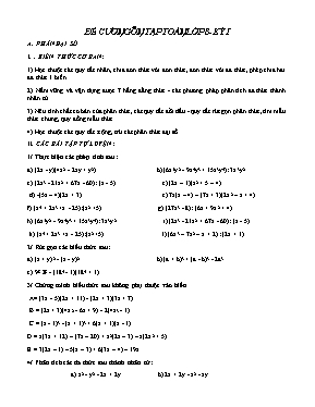 Đề cương ôn tập Toán lớp 8 - Kỳ I